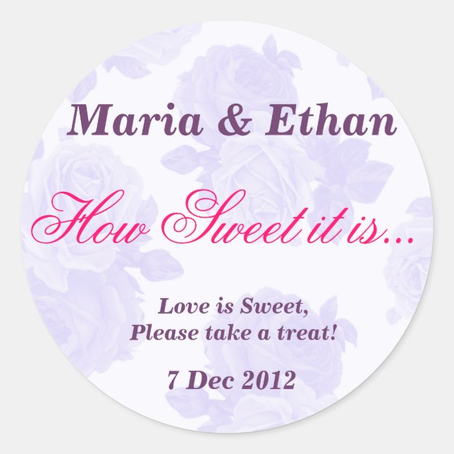 Purple Vintage Rose How Sweet it is Sticker (Front)