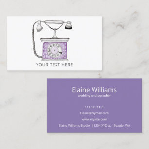 Purple Vintage Rotary Dial Telephone Business Card