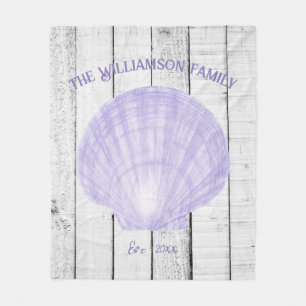 Purple Vintage Scallop Shell Fleece Blanket