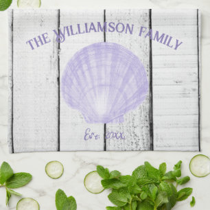 Purple Vintage Scallop Shell Kitchen Towel