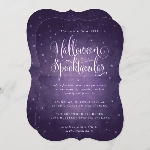Purple Vintage Stars Halloween Spooktacular Party Invitation