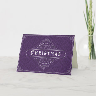 Purple Vintage Style Christmas Card