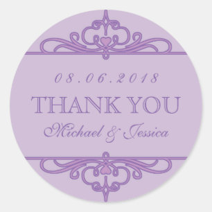 Purple Vintage Swirl Ornament Party Favor Stickers