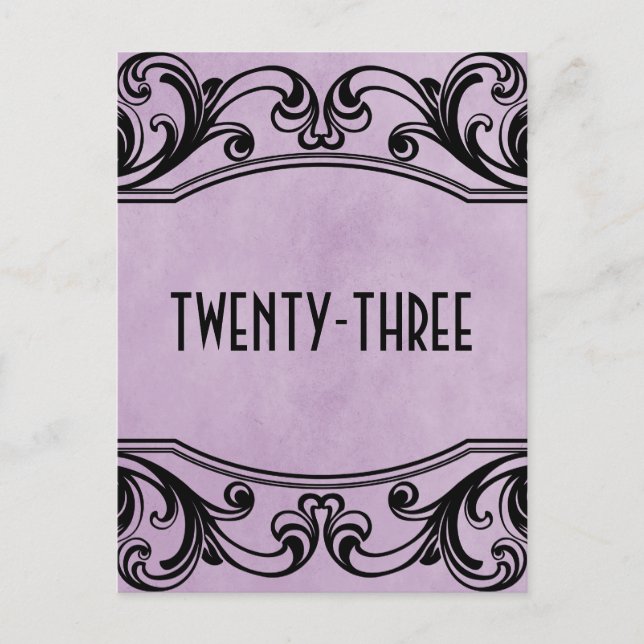 Purple Vintage Swirls Table Number Postcard (Front)