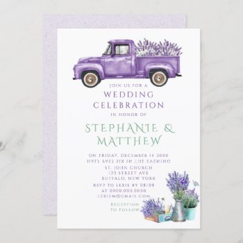 Purple Vintage Truck Wisteria Wedding  Invitation by Wedding_Charme at Zazzle