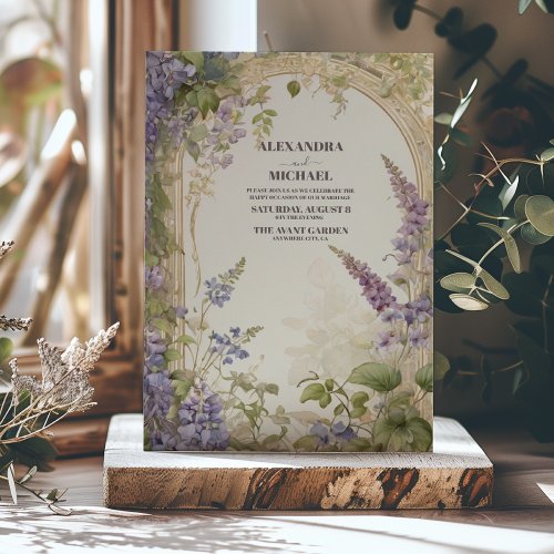 Purple Vintage Wedding William Morris Invitation