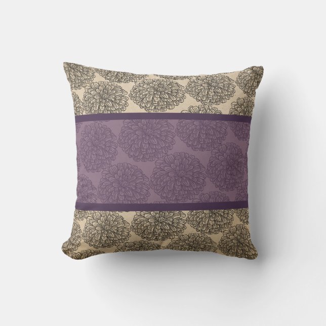 Purple Vintage Zinnia Pillow (Front)
