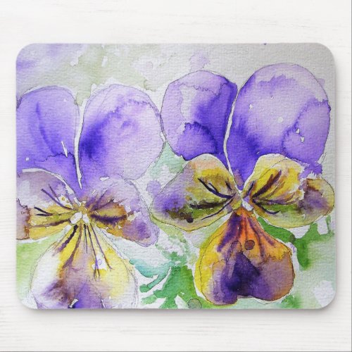 Purple Viola Floral flowers Computer Mouse Mat Pad