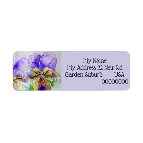 Purple Viola Flower Return Address Labels