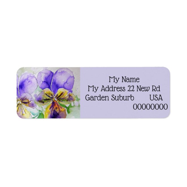 Purple Viola Flower Return Address Labels (Front)
