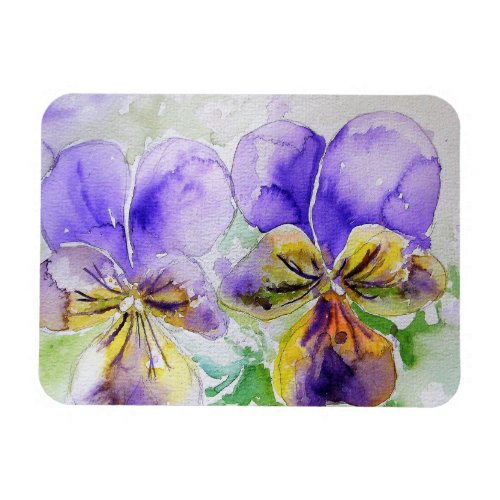 Purple Viola flower Watercolour Birthday Magnet