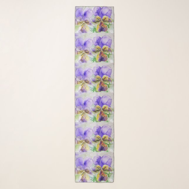 Purple Viola Flowers floral Ladies Scarf (Front)