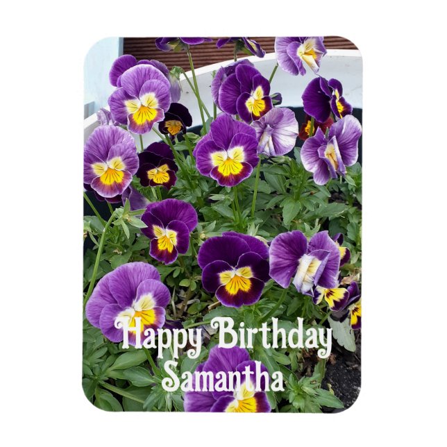 Purple Viola Pansy Flower flowers Floral Birthday Magnet (Vertical)