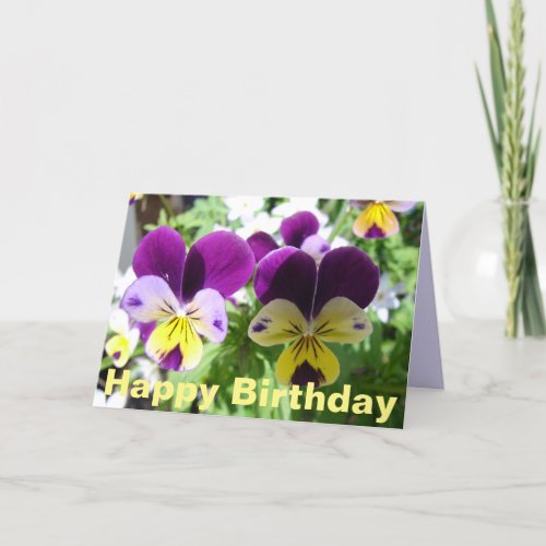 Purple Viola Pansy Pretty Flower floral Card