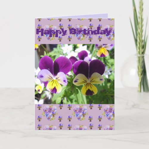 Purple Viola Pansy Pretty Garden Photo art Card