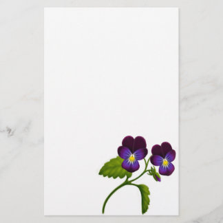 Purple Viola Pansy Stationery