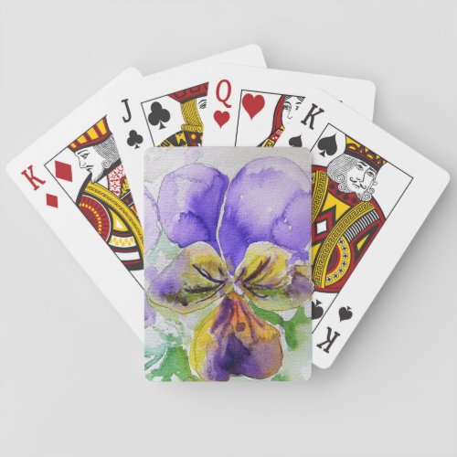 Purple Viola Watercolor Flower Playing Cards Set