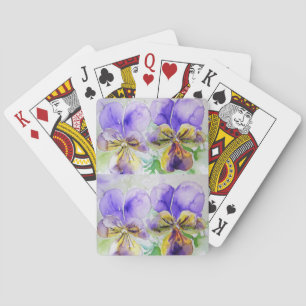 Purple Viola Watercolor Flower Playing Cards Set