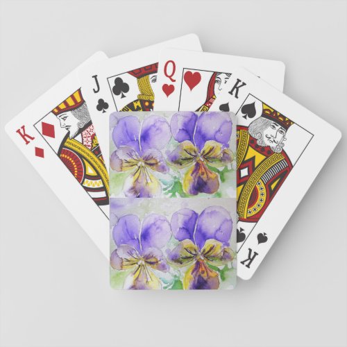 Purple Viola Watercolor Flower Playing Cards Set