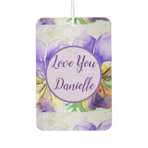 Purple Viola Watercolour Flower Car Air Freshener