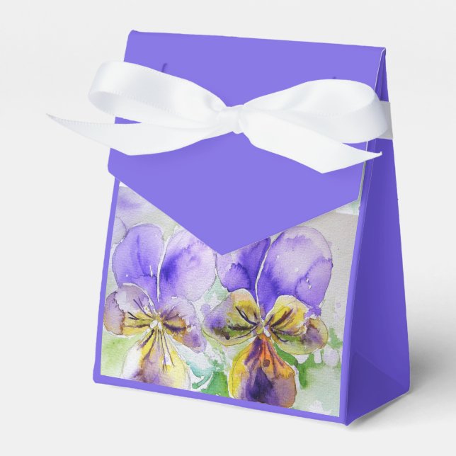 Purple Viola Watercolour Party Cake Favor Box (Front Side)