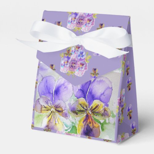 Purple Viola Watercolour Party Cake Favor Box