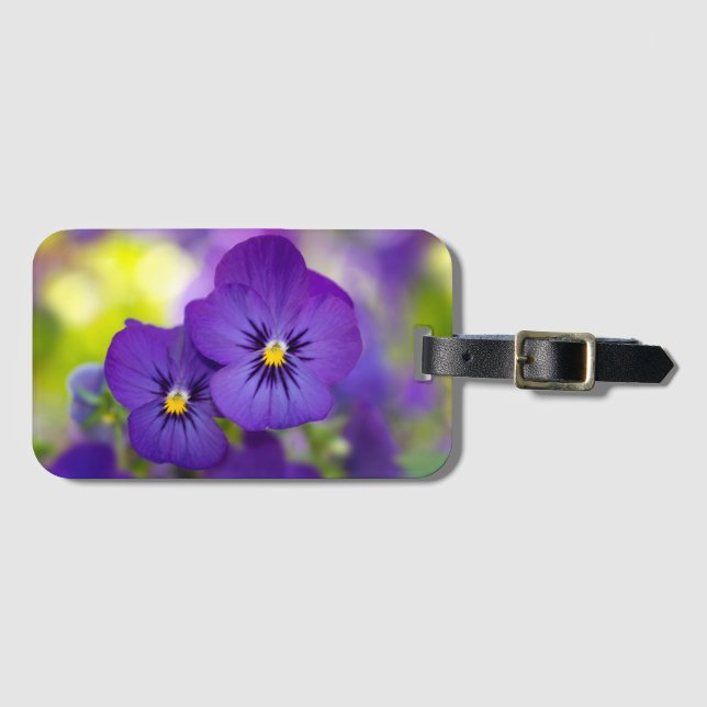Purple Violas Luggage Tag (Front Horizontal)