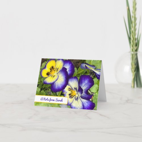 Purple Violas Personalized Note Card