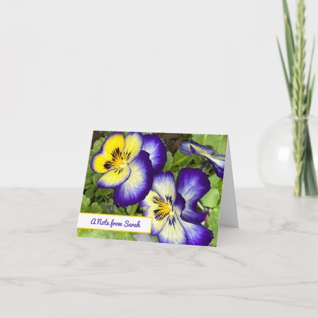 Purple Violas Personalized Note Card (Front)