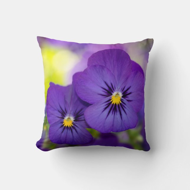 Purple Violas Throw Pillow (Front)