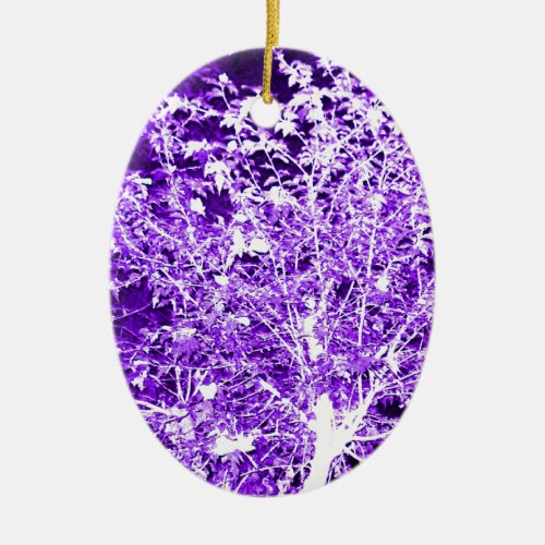 Purple Violet Abstract Tree Branches Ceramic Ornament