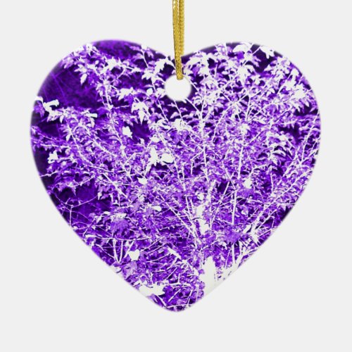 Purple Violet Abstract Tree Branches Ceramic Ornament