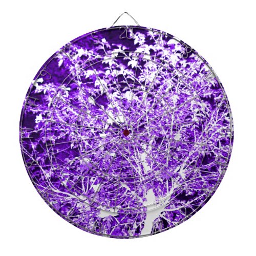 Purple Violet Abstract Tree Branches Dartboard With Darts