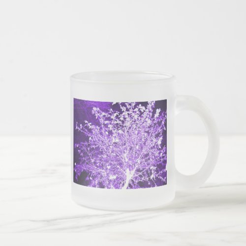 Purple Violet Abstract Tree Branches Frosted Glass Coffee Mug