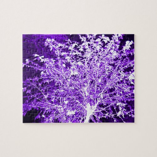 Purple Violet Abstract Tree Branches Jigsaw Puzzle