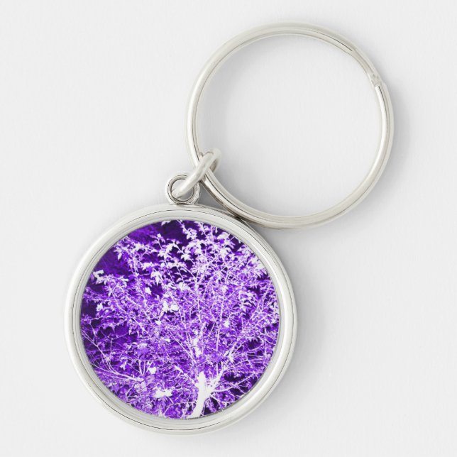 Purple Violet Abstract Tree Branches Keychain (Front)