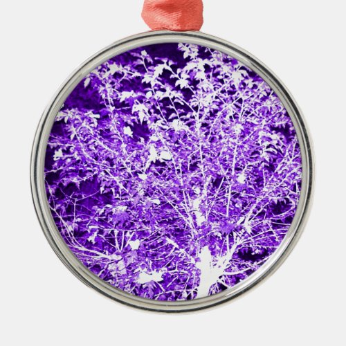 Purple Violet Abstract Tree Branches Metal Ornament