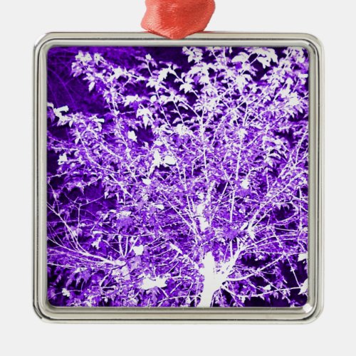 Purple Violet Abstract Tree Branches Metal Ornament