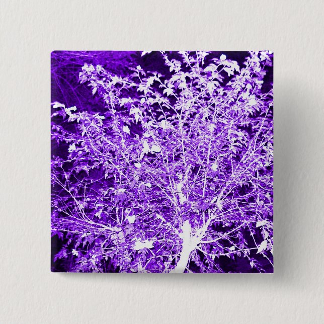 Purple Violet Abstract Tree Branches Pinback Button (Front)