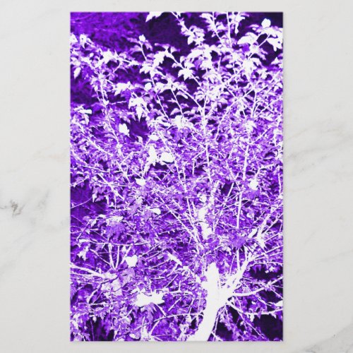 Purple Violet Abstract Tree Branches Stationery