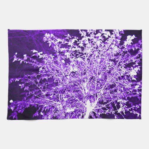 Purple Violet Abstract Tree Branches Towel