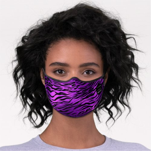 Purple Violet Amethyst Zebra Animal Skin Logo Name Premium Face Mask