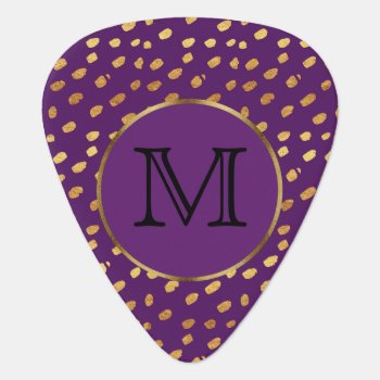 Purple Violet And Gold Monogram Guitar Pick by LittleThingsDesigns at Zazzle