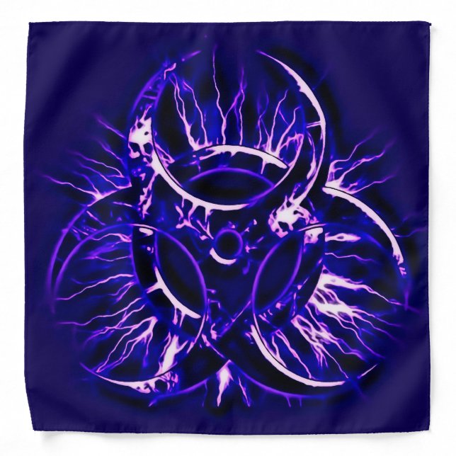 Purple, violet biohazard toxic warning sign symbol bandana (Front)
