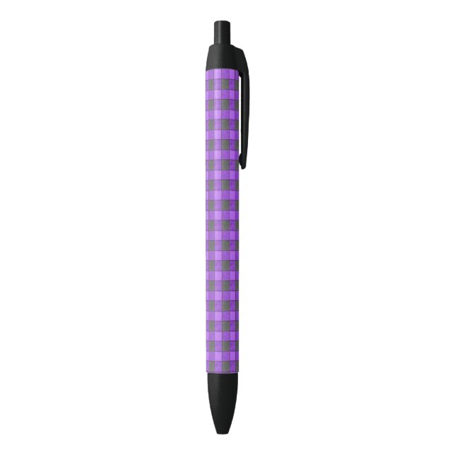 Purple Violet Black Check Plaid Pen (Bottom (Vertical))