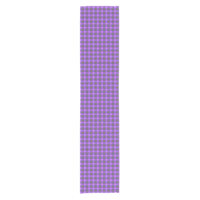 Purple Violet Black Plaid Check Table Runner (Front)