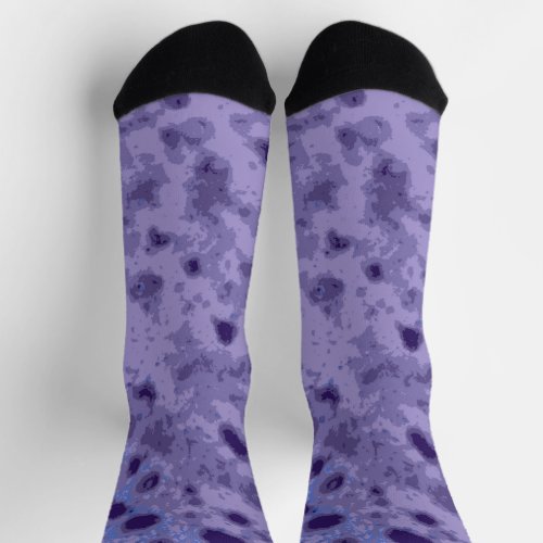 Purple violet blue abstract distressed pattern socks