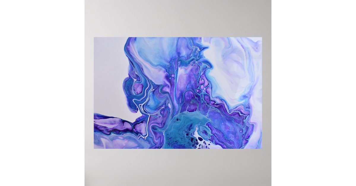 Purple Violet Blue Marble Abstract Fluid Art Poster Zazzle Com