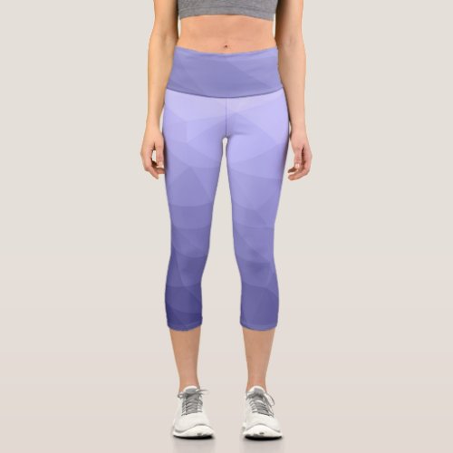 Purple violet  blue mesh ombre geometric pattern capri leggings