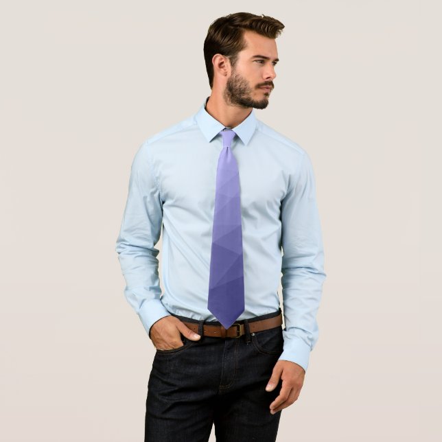 Purple violet  blue mesh ombre geometric pattern neck tie (In Situ)